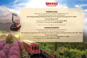 Sun World Fansipan Legend bảo trì từ ngày 24/11/2025